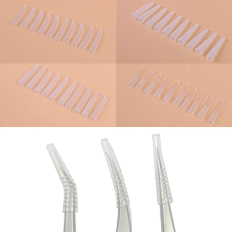 10Pcs Grafting Eyelashes Tips Covers Tweezers Silicone Cases Falling Auxiliary