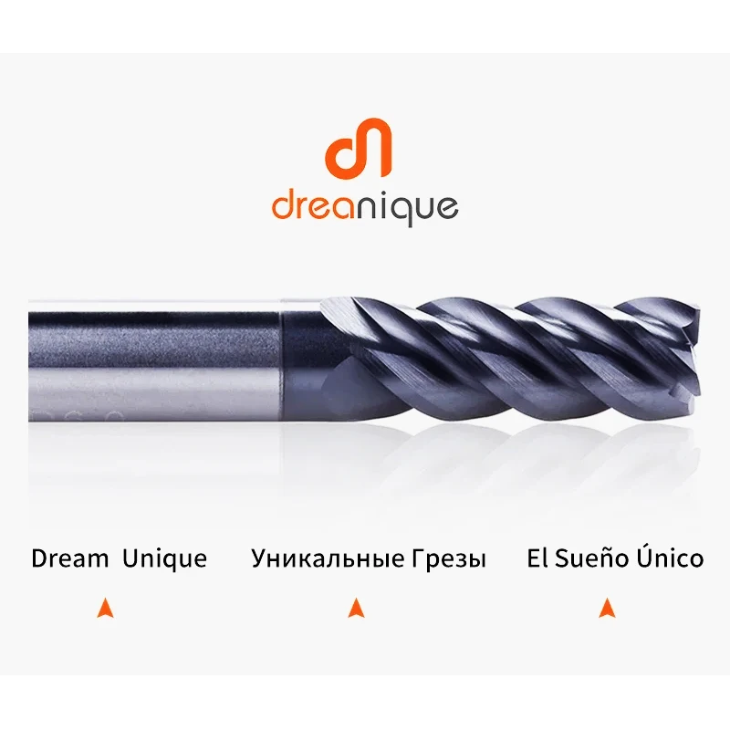 

Dreanique 1pc carbide carbide 4 flutes P4E d1-d12 end milling cutter tool hrc50 face and slot machining coated end mills
