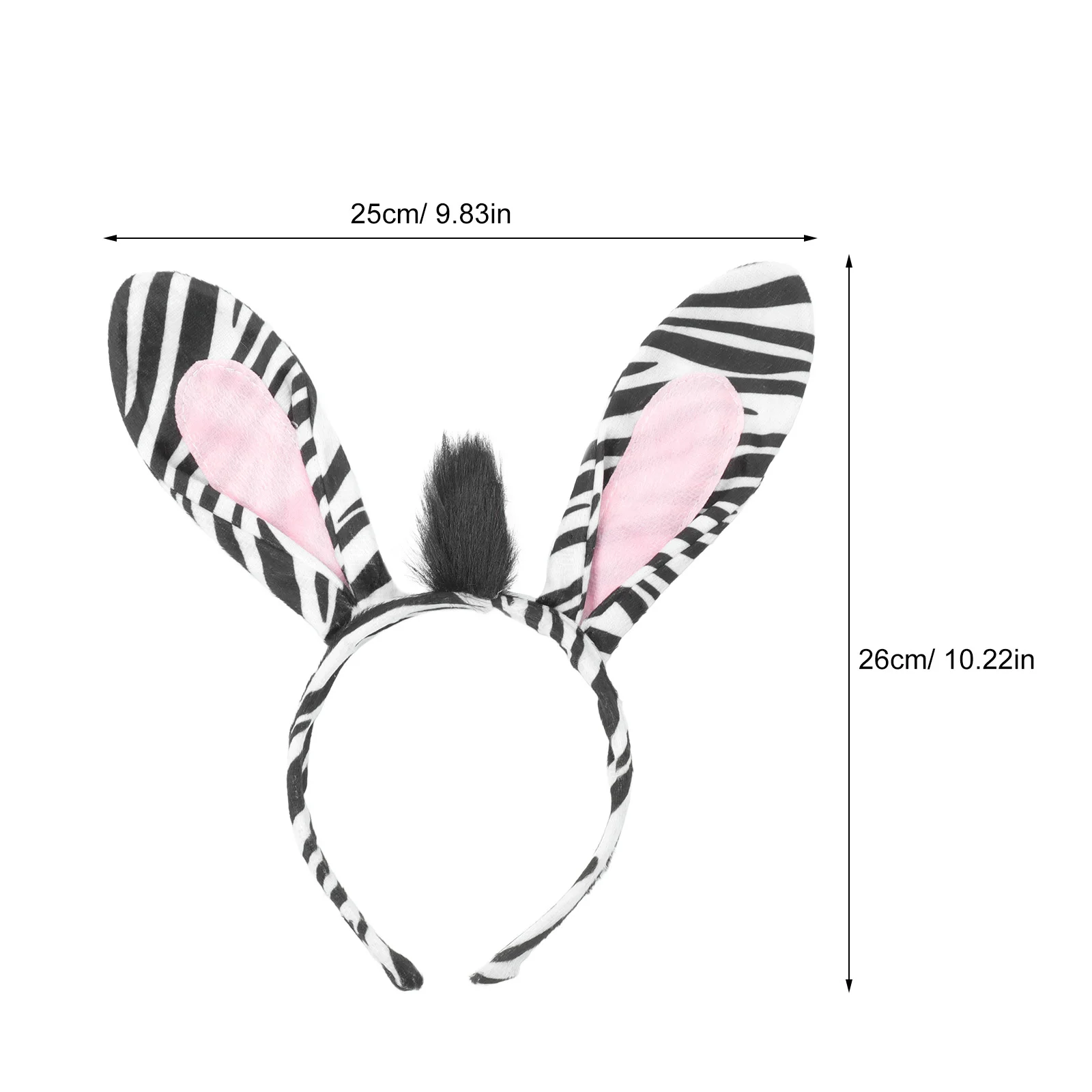 1 conjunto de orelhas de zebra bandana cauda laço animal traje conjunto para halloween cosplay festa zebra fantasia vestir-se roupa