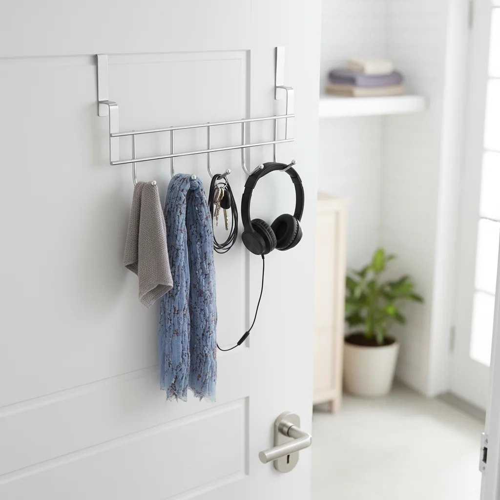 Gancho de Acero Inoxidable con 5 Ganchos para Puerta de Armario, Gancho para Puerta, Organizador de Ropa y Toallas para Habitación, Baño y Cocina