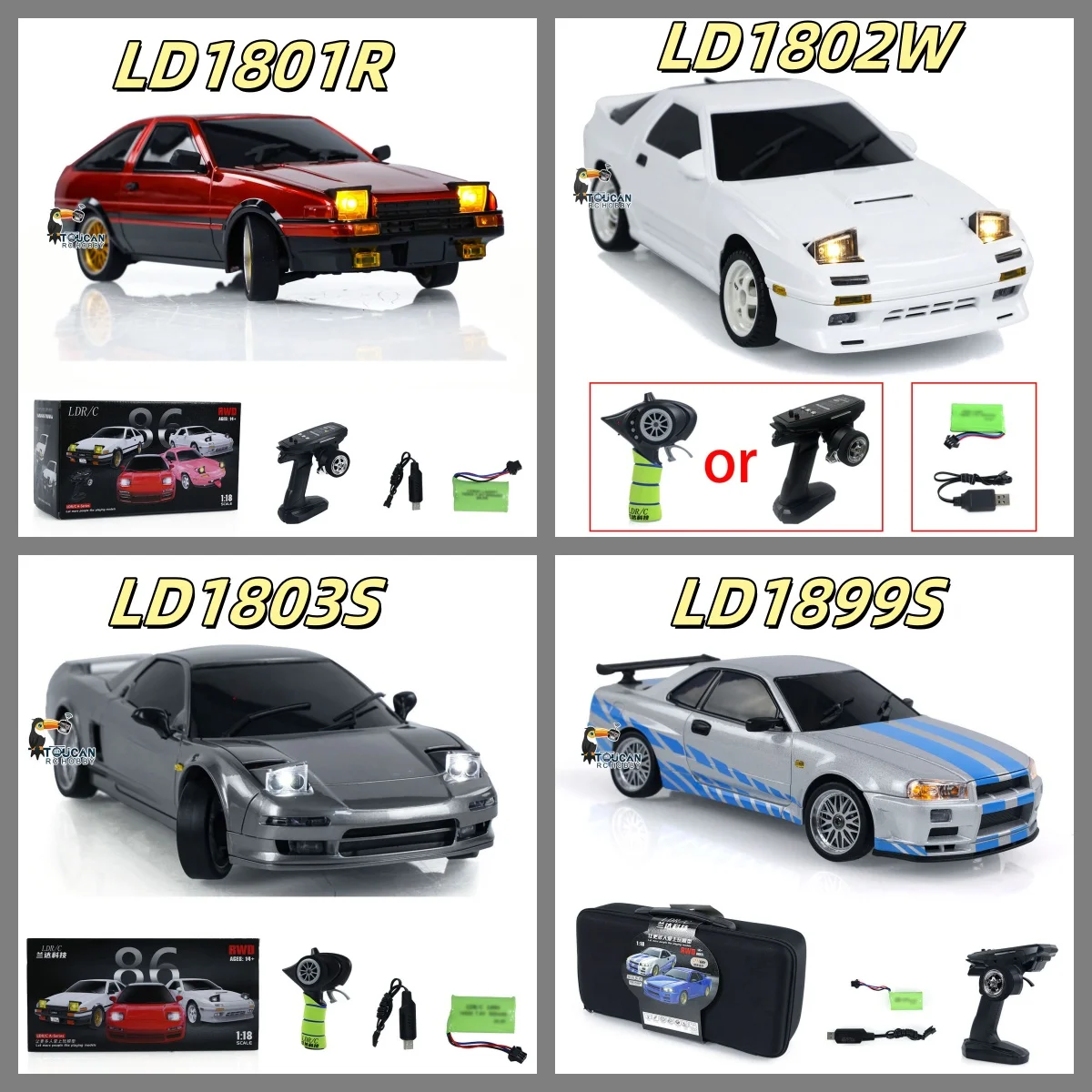 

1/18 RWD RC Racing Drift Car 4x2 Electric Vehicle With Gyroscope LDRC RWD High-speed Remote Control Cars Model Toys