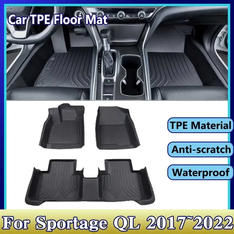 For Kia Sportage QL 2017 2018 2019~2022 Car TPE Floor Mats Dirt-resistant Mud Carpet Foot Pads Full Set Rug Tappeto Accessories