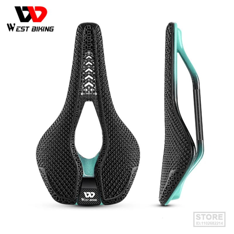 

WEST BIKING 3D Printed T800 Carbon Saddle Professional Road Bike Short Nose Seat Ultralight Racing Parts