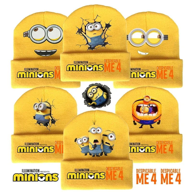 

Despicable Mes Minionss Childern Knitted Hat Game Cartoon Cute Beanie Outdoor Casual Warm Vogue Hundred Take Cap Anime Kids Gift