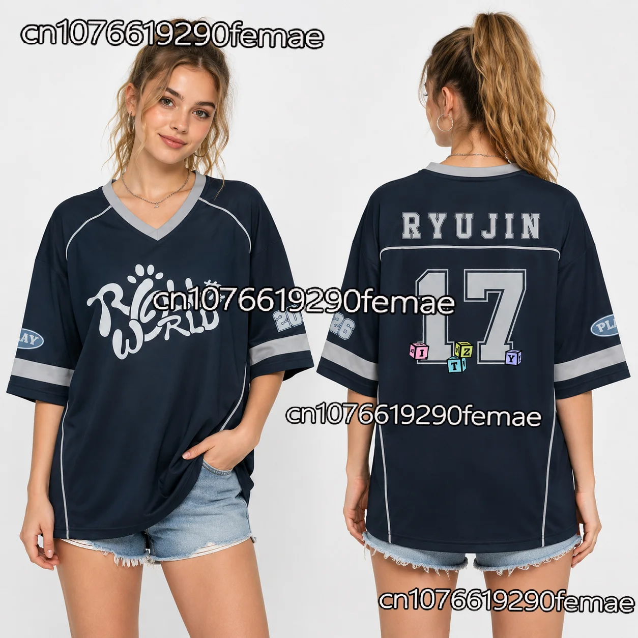 2026 Neues TUNNEL VISION Roll The World V-Ausschnitt Drop-Shoulder Jersey Damen Kpop Konzert Fan Merch Sommer T-Shirt – Detail 9