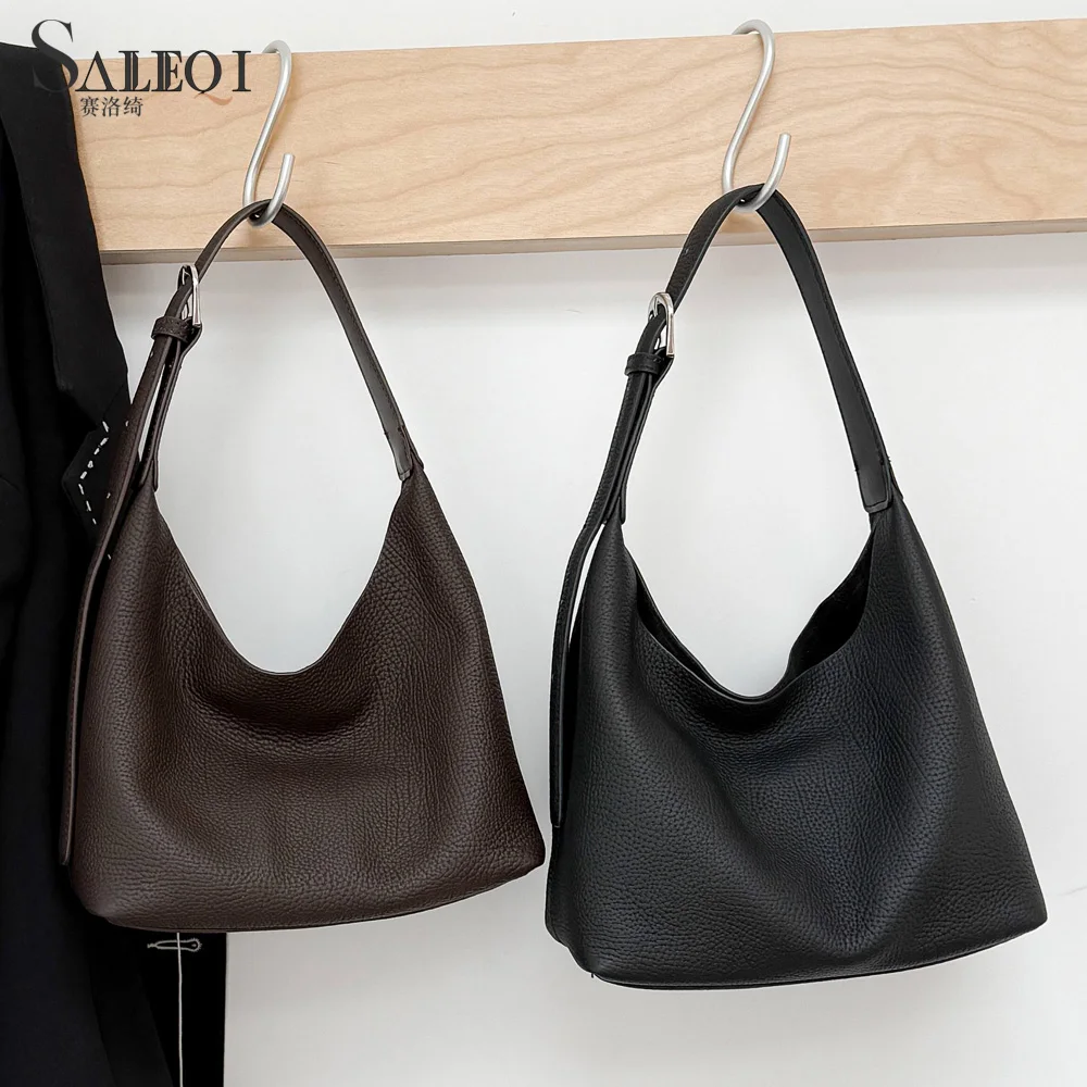 

Genuine Grade Leather Women Shoulder Crossbody Ebony Coffe Bag Luxury Designer Ladeis Underarm Brown Tote for Woman Cowhide New