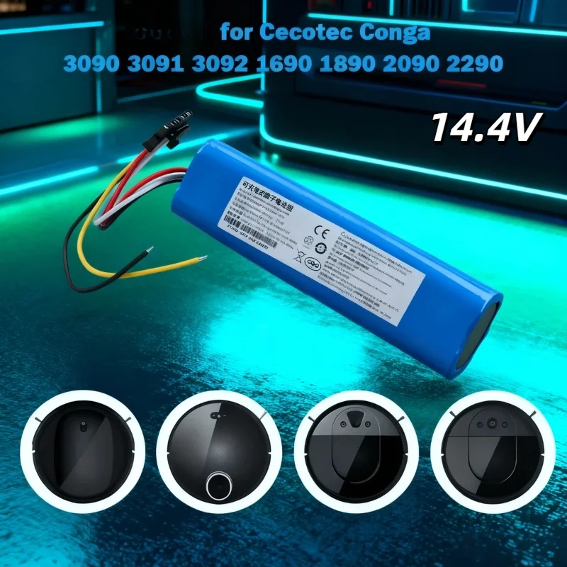 

14.4V 4000mAh Replacement Battery Pack – FOR CECOTEC CONGA 3090/3091/3092/2090/1690 Robot Vacuum Cleaner, Essential Accessory