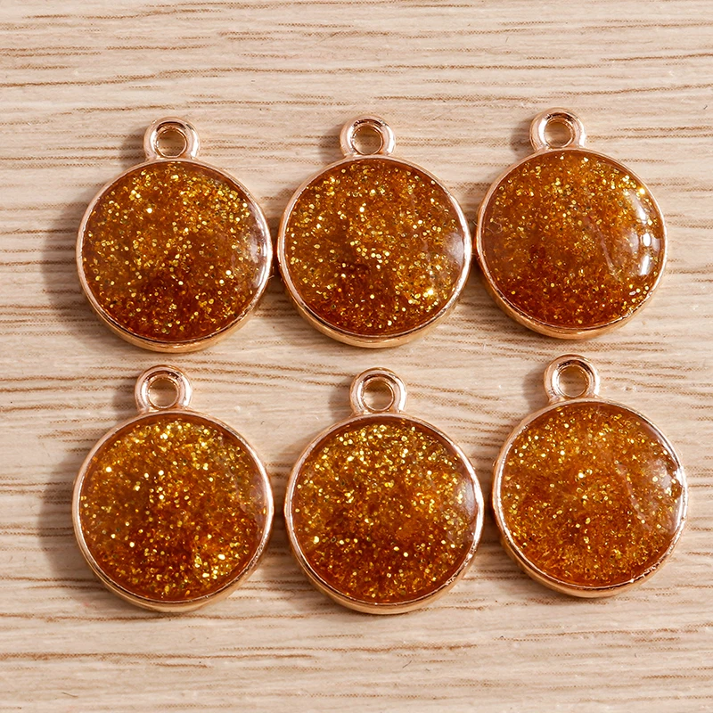 Tusember 20 Stück bunte Anhänger, niedliche runde glänzende Glitzer-Charms für DIY-Ohrringe, Halsketten, Schmuckzubehör und Schmuckfertigkeiten – Detail 9