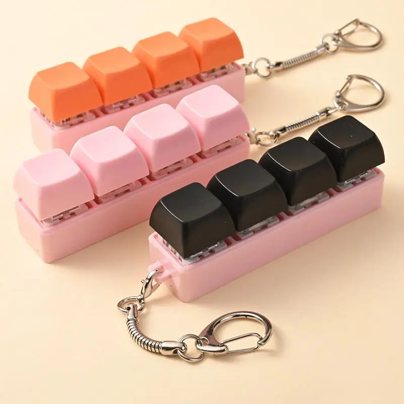 Keycap Toy 4 Keys Button Stress Relief Adult Fidget Keychain Keyboard Fidget Gadgets DIY Keyboard Keychain Toys