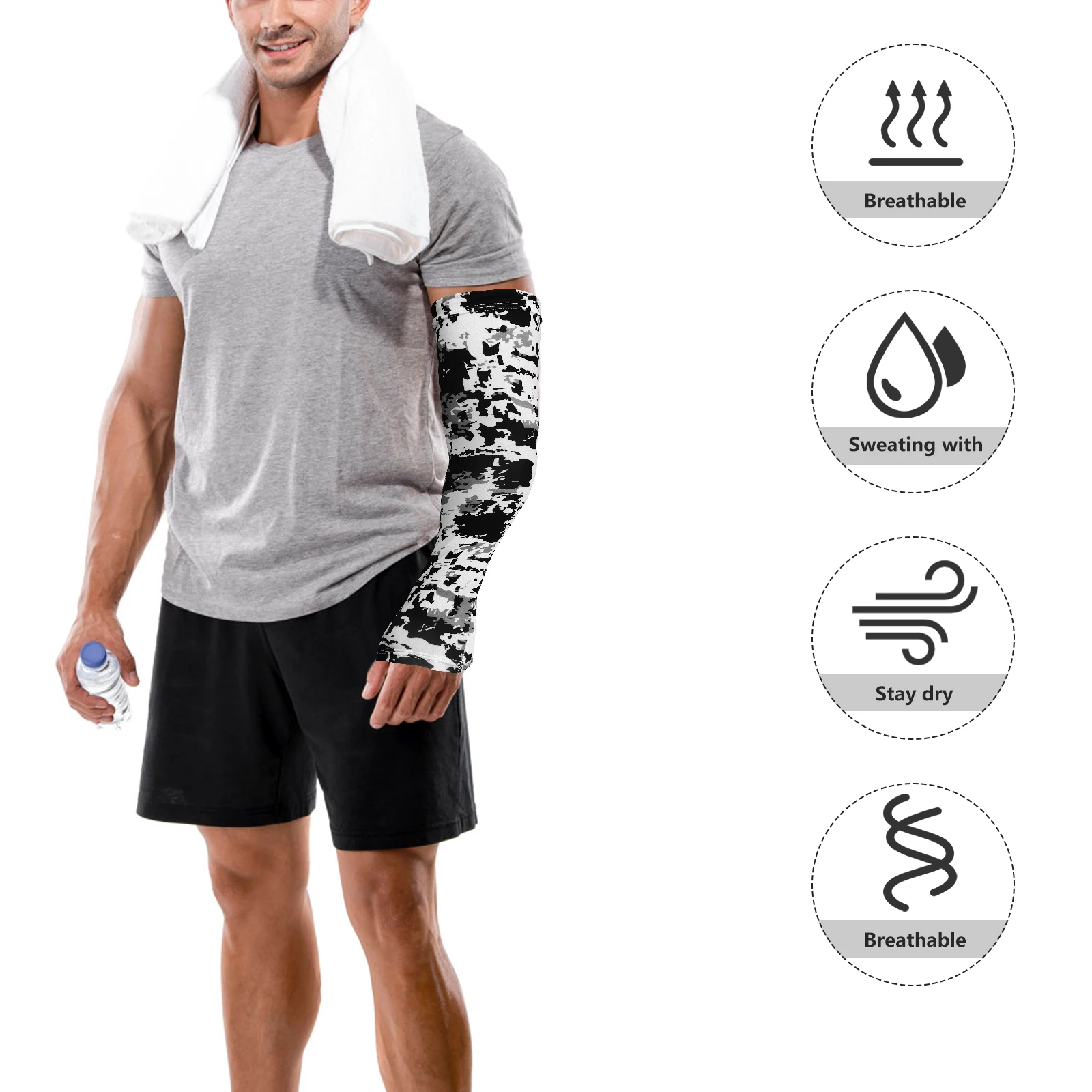 

1pcs Summer Arm Protective Sleeves Camouflage Uv Protection Sleeve Elastic Anti-Slip Outdoor Travel Climbing Cloth Sleeves For