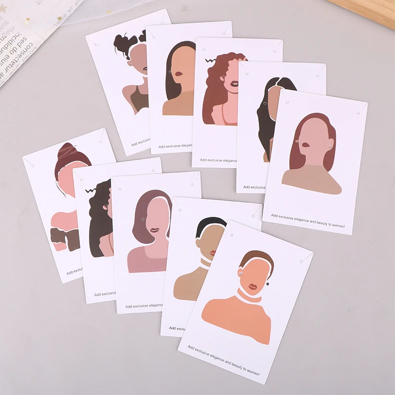 50Pcs persone faccia orecchino Display carta stampa carta Vintage ragazza modello collana orecchini imballaggio carta espositore gioielli