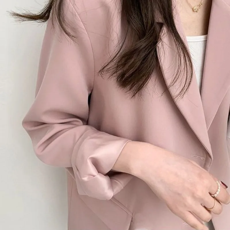 2024 New Suit Jacket Women Coat Spring Autumn Korean Version Overcoat Loose Small Suit Students Simple Single-breasted Outwear