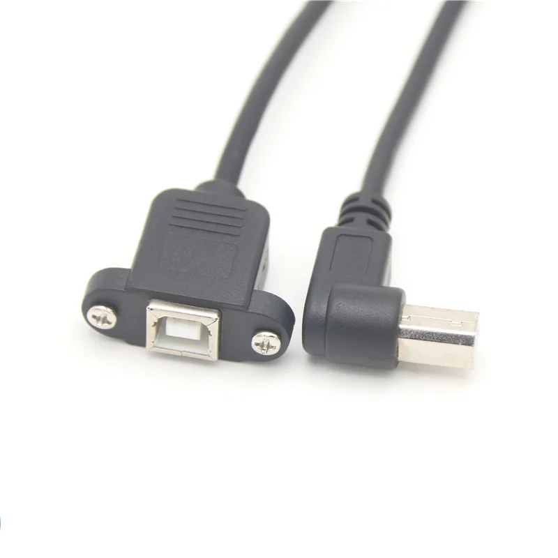 USB 2.0 Type B Male to Female Printing Extension Cable USB 90 degree square port printer 28AWG adapter cable with screws fixed