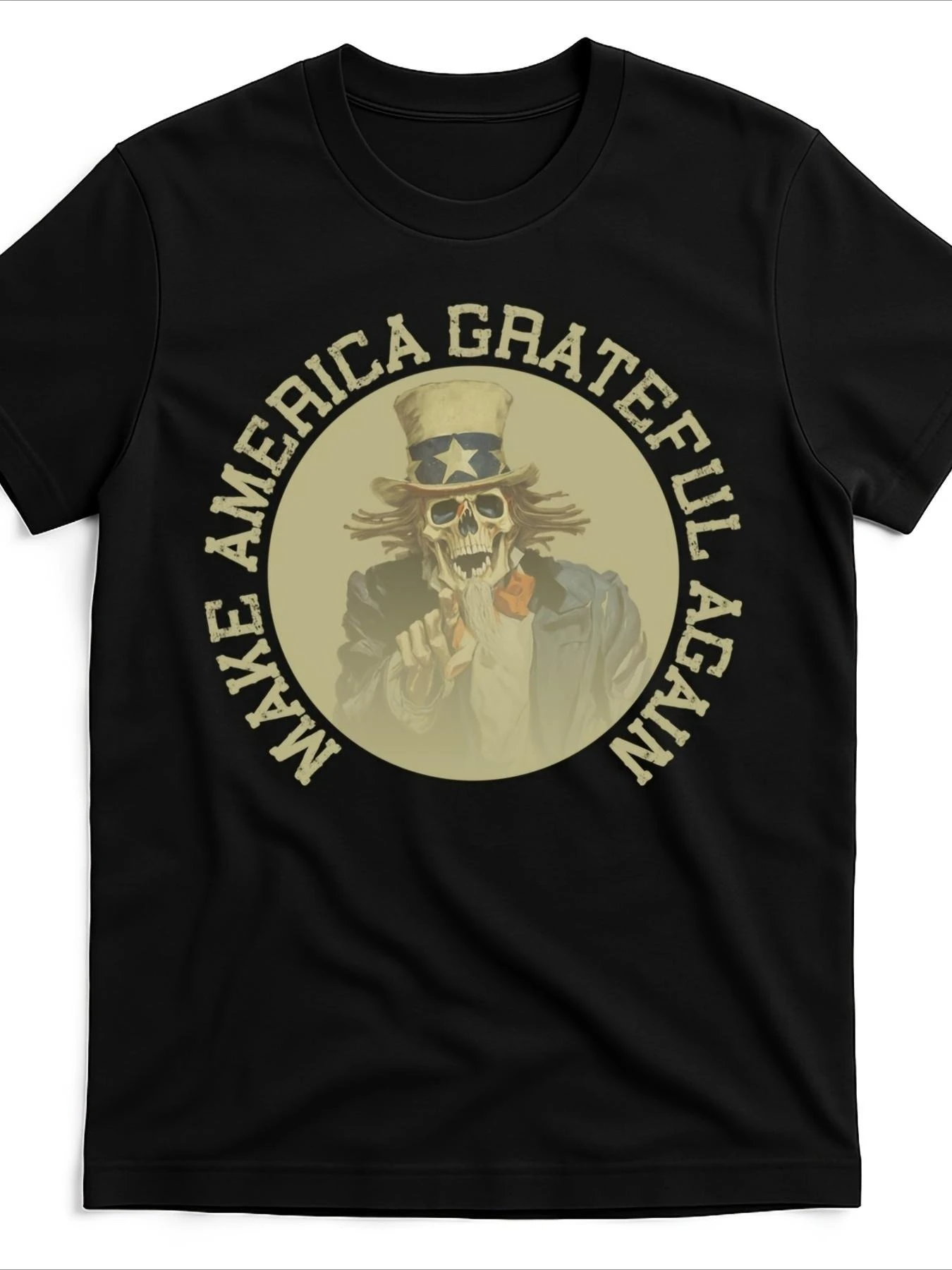 Unisex Crew Neck T-Shirtretro Make America Grateful Again Vintage Uncle Sam T Shirt Black Product Image Same Style for Men