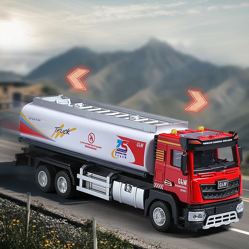 1:40 cidade urbana tanque de óleo transporte caminhão modelo simulação diecast veículo som e luz brinquedos para crianças presente