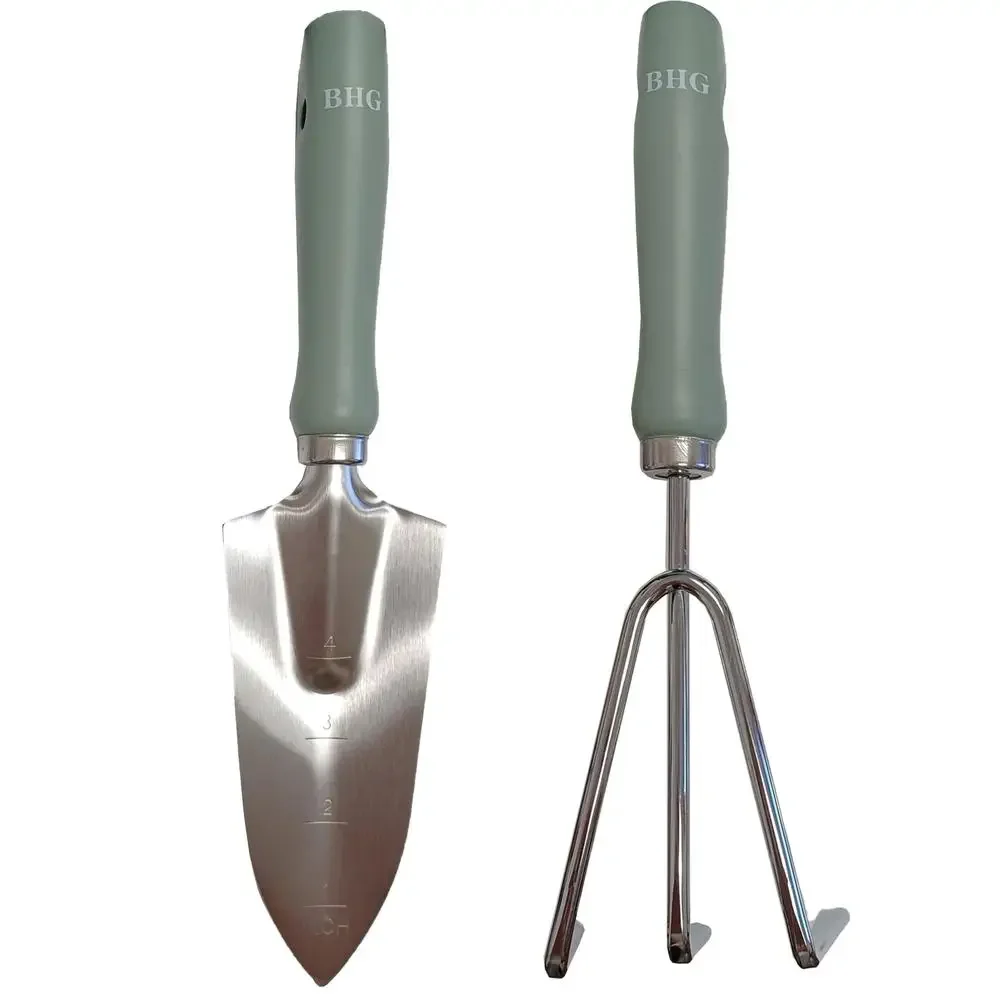 

2-Piece Stainless Steel Garden Tool Set with Wood Handles Metal Trowel & Cultivator Lightweight & Durable Hanging Holes Easy