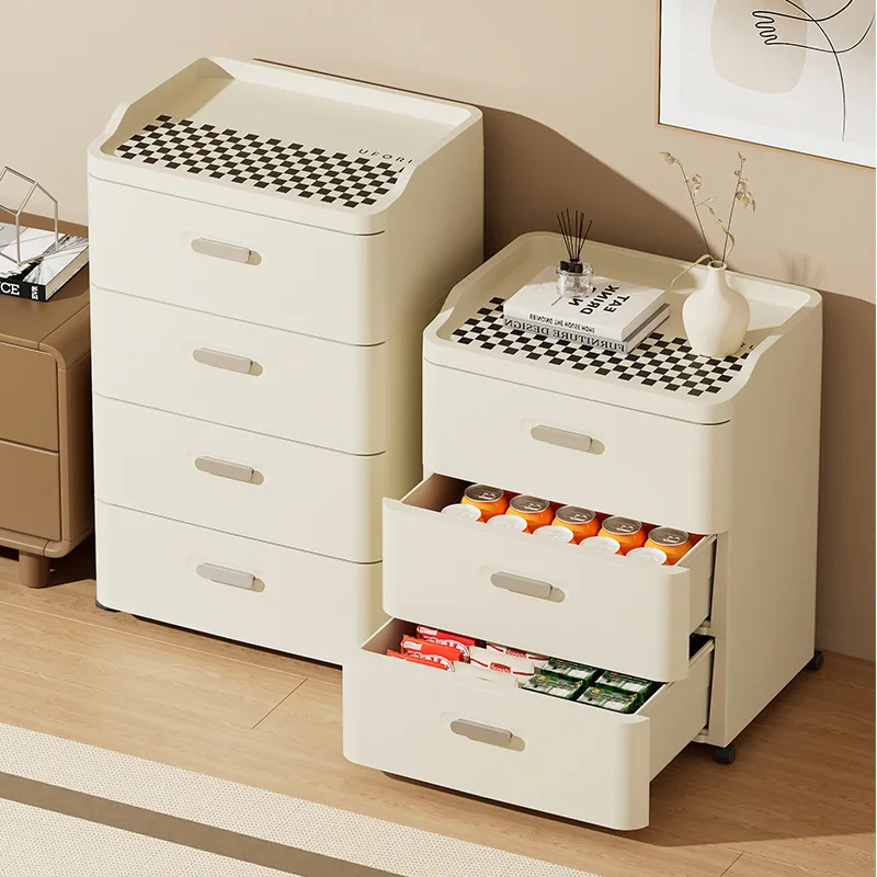 

Multifunctional Drawer Storage Cabinet - Kids Toy Organizer with Wheels for Bedroom, Living Room Clothes, Books & Snacks Storage