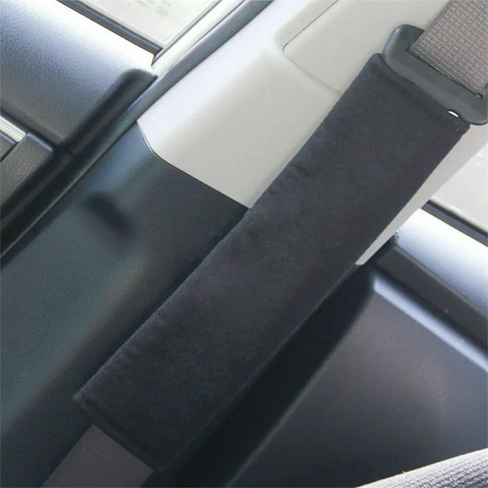 

Set Car Seat Belt Pad Black Cushion Strap Shoulder Hardness Comfortable Plush Safety Strap Cover Easy To Install