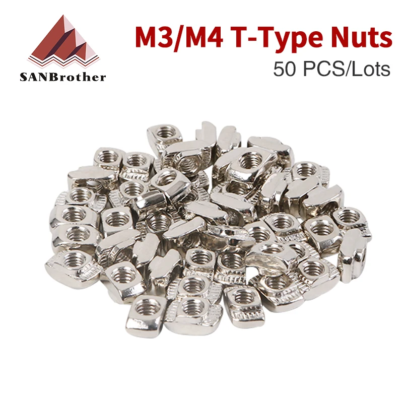 3D Printer Parts Kossel Delta M3 M4 Carbon Steel T type Nuts Fastener Aluminum Connector For 2020 Industrial Profile