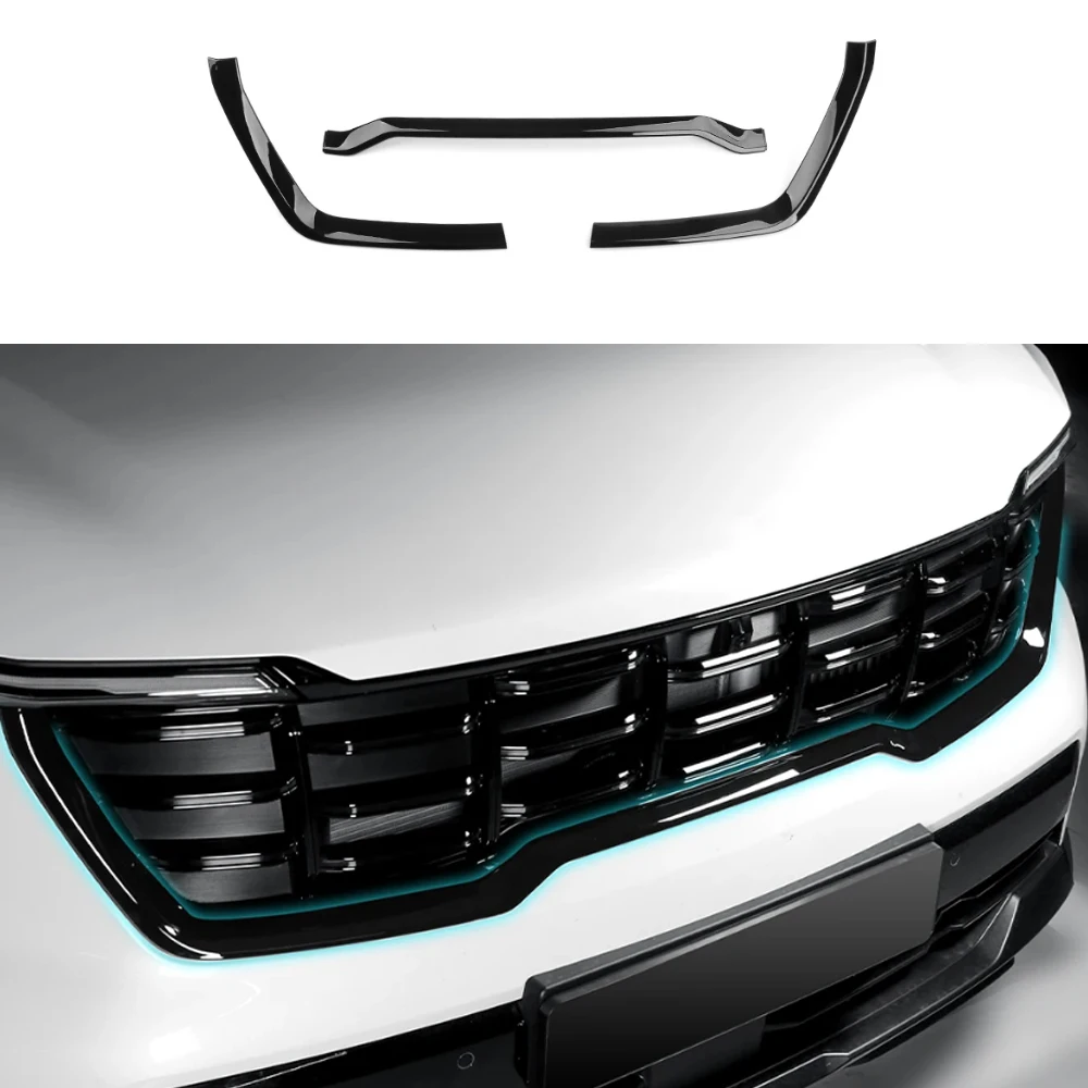 

For Kia Sorento MQ4 2024-2026 Car Tuning 3PCS Automotive Front Bump Grille Decorative Strip Cover Trim Exterior Accessories