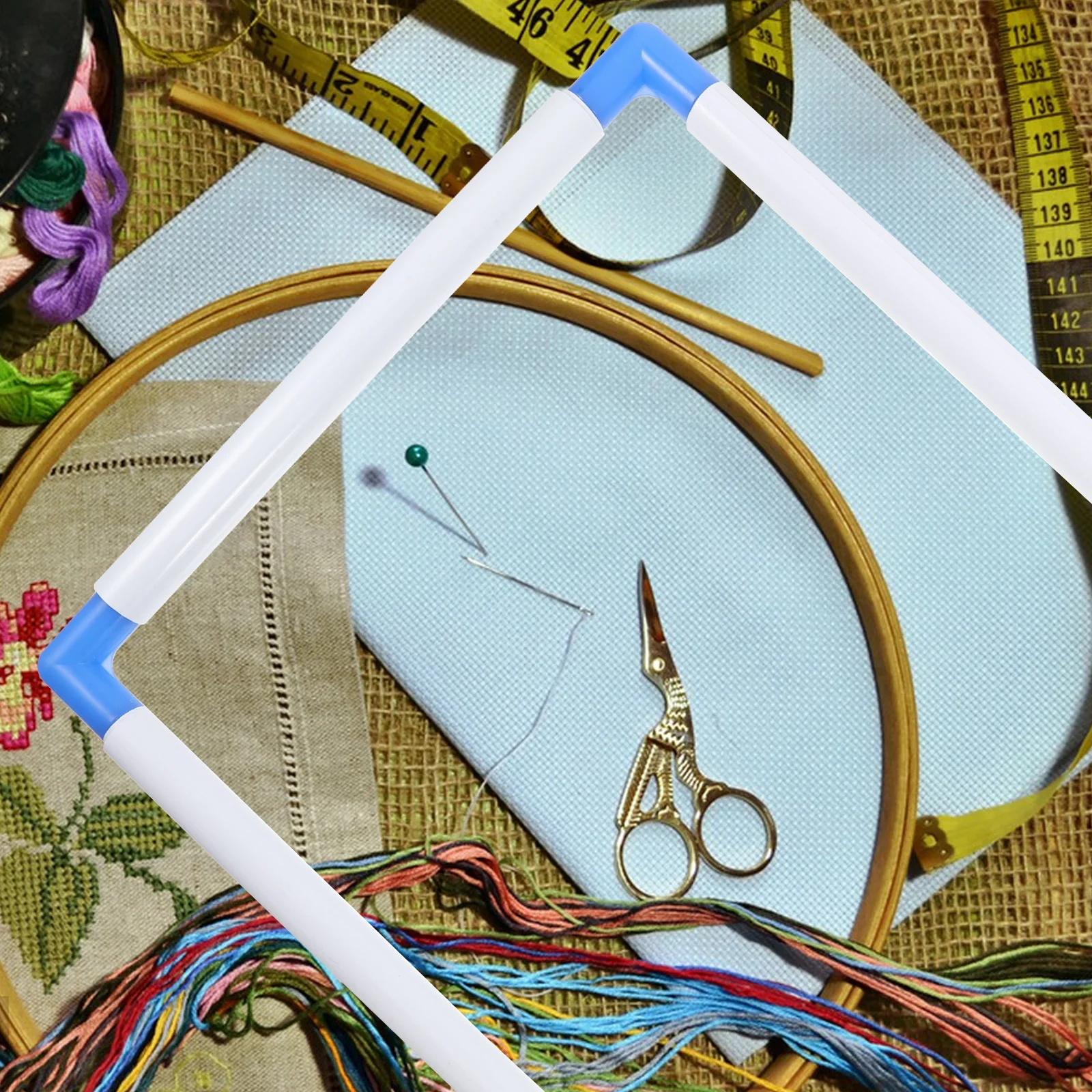 1 قطعة إطار التطريز البلاستيكي مربع المحمولة عبر غرزة الإطار 30x40 سنتيمتر سهلة تجميع مشبك عالمي خفيف الوزن لخياطة اللحف #1