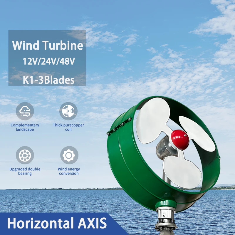 

China Factory 6KW 8KW12V24V48V Horizontal Axis Permanent Maglev Wind Turbine Generator With MPPt Controller For Home Use