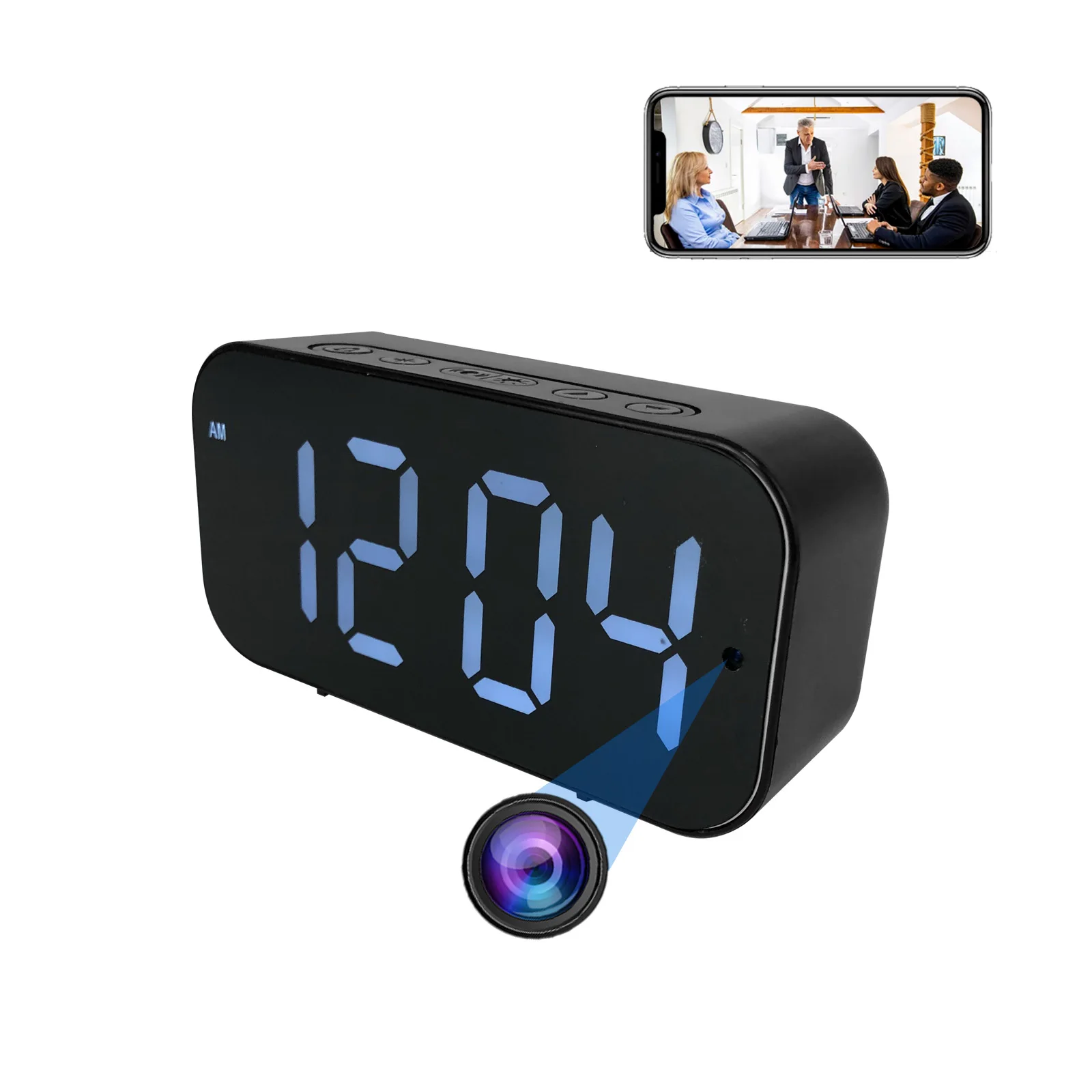 Clock Camera with 1080P HD, Motion Detection, Remote Viewing, Wifi, Recording – Indoor Security Camera, Smart Bluetooth Speaker