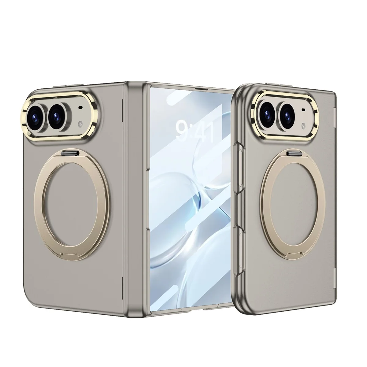 For iPhone Duo Case Skin-Friendly Magnetic Rotating Bracket Hinge With Tempered Film Shockproof Protection Back Case Accessories