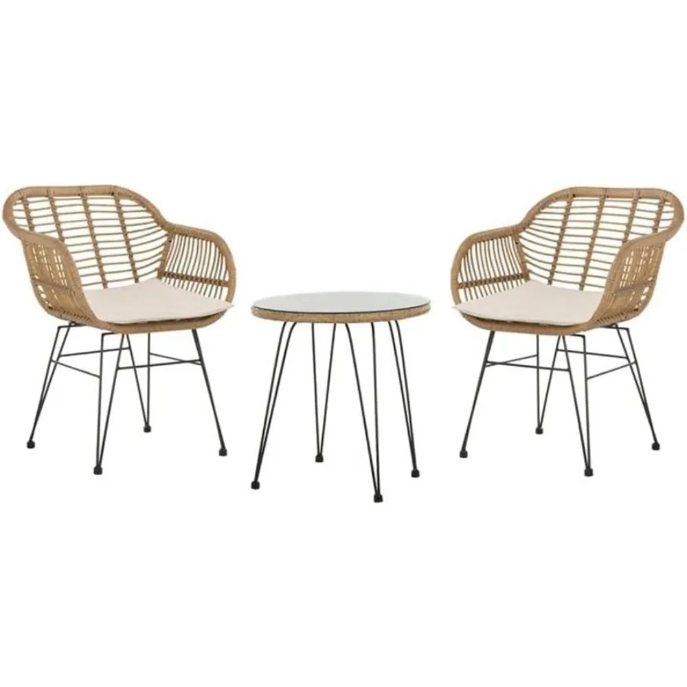 

Outdoor Collection Alton Light Brown Rattan/Beige Seat Cushion 3-Piece Patio Lounge Bistro Set with Table (PAT9004C)