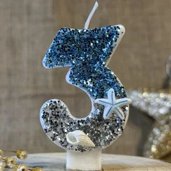 Ocean Mermaid Cake Decoration Number Shape Candle Birthday Party Cake Decoration Handmade Diy Candle