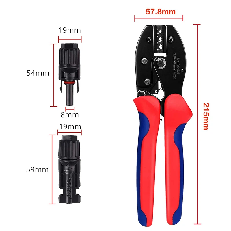 Solar Crimping Pliers Tools Kit For MC4 Cable Electeical Connectors Solar Panel PV Cable 6 Male Female Connectors Termianls Sets