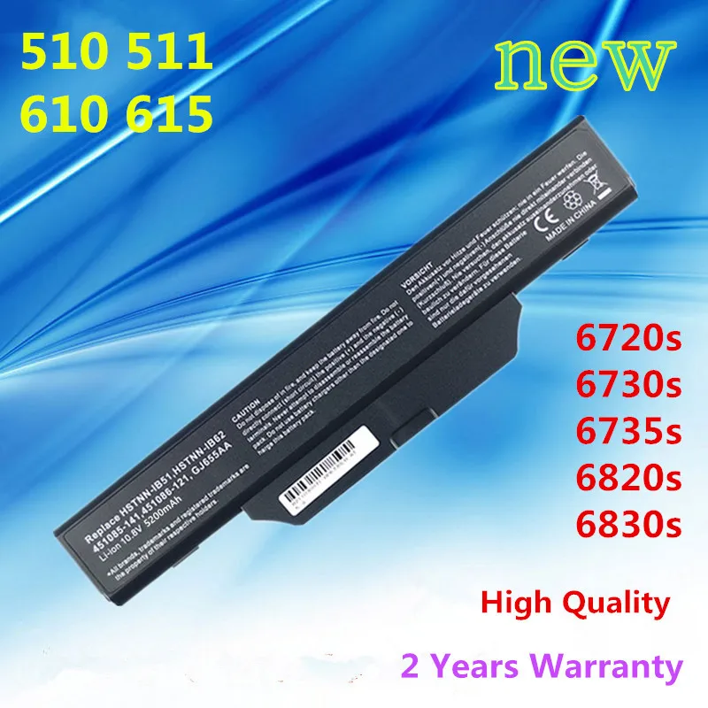 Nueva batería para portátil HSTNN-IB51/LB51/IB62/OB62 para HP COMPAQ 510 550 610 615 6720s 6730s 6735s 6820s 6830s