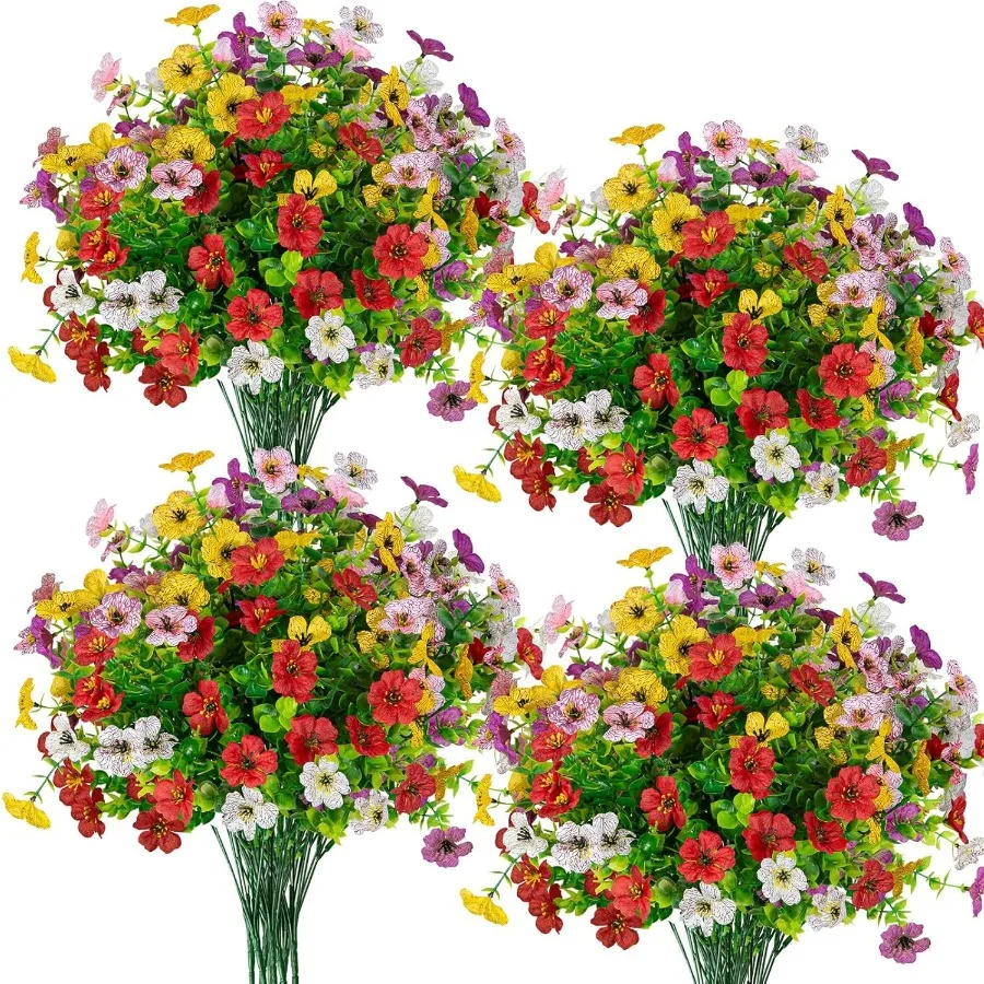 

Artificial Flowers Plants for Outdoor Spring Dration 20 Bundles Faux Eucalyptus Flowers UV Resistant Plants for Outside Porch P