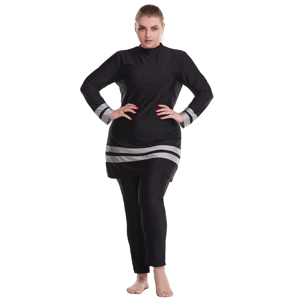 

Loose Women Muslim Swimwear Cover Up Wimsuit Bathing Suit Dubai Turkey 3 Piece Set Hijab Swimsuit Burkini Mujer Musulmana 6XL