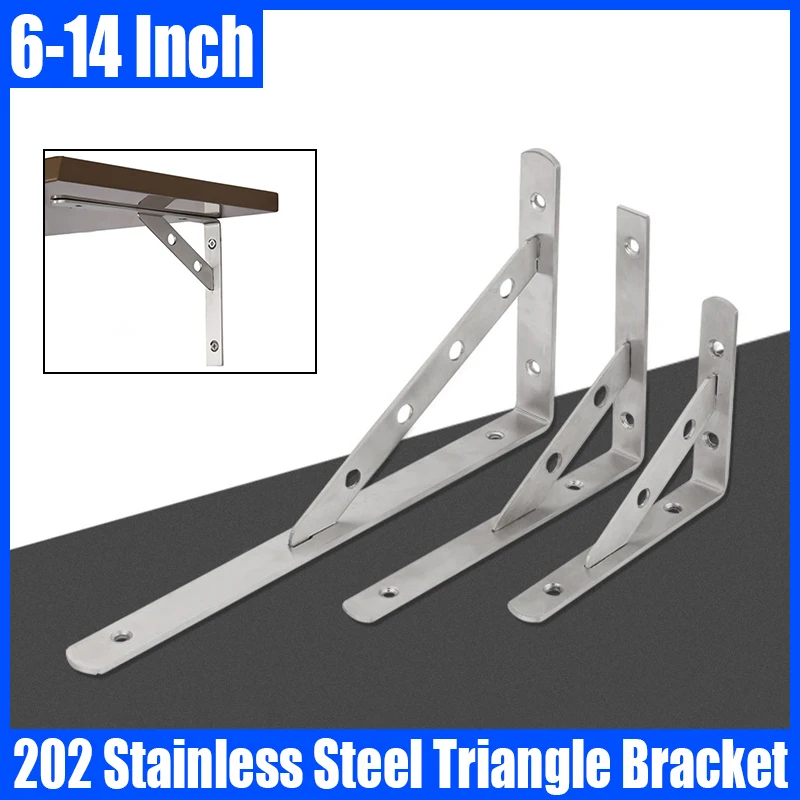 

1PCS Thickened 202 Stainless Steel Wall Mounted Triangle Bracket Angle Bracket Bench Table Shelf Bracket Heavy Support Bracket