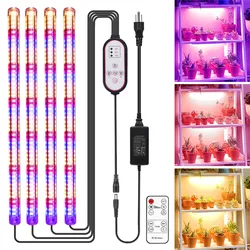 Barras de luz LED de espectro completo para cultivo hidropónico, lámpara regulable para plantas, tira Led de 42cm, temporizador, paquete de 4