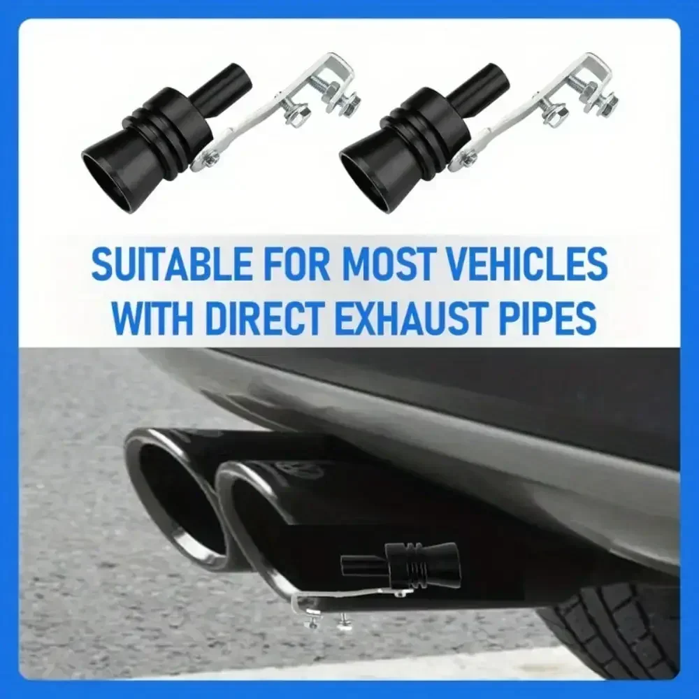صافرة صوت توربو سوداء مقاس XL - محاكي صوت عادم السيارة، جهاز تجديد كاتم صوت توربو عالمي للسيارات #2