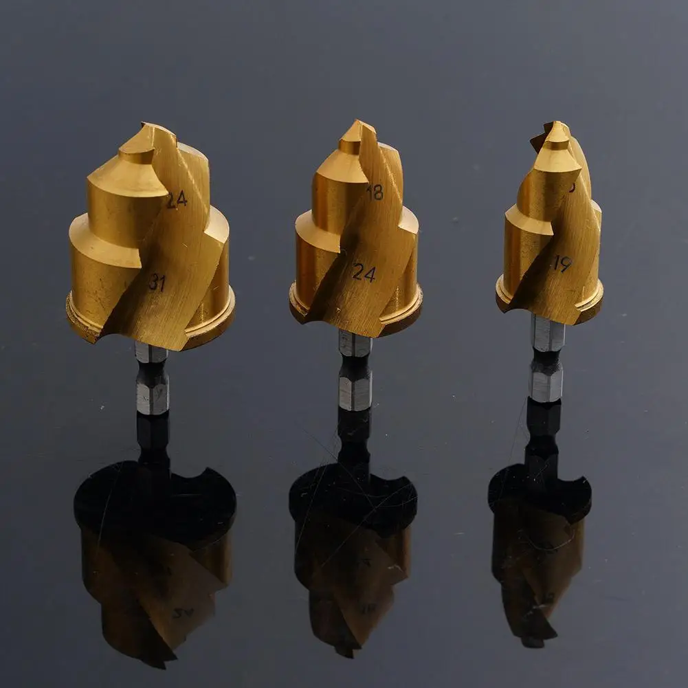PPR Stepped Drill Bit Set with Hex Shank, Full Open Process Water Pipe Connection Tool for Lifting Hex Shank Water Pipe Drill