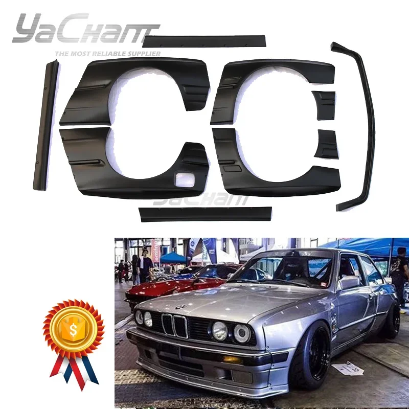 

FRP Fiber Glass E30 Kit Fit For 1984-1991 E30 Coupe GRD PD Style Body Kit Front Lip Fender Flares Spoiler
