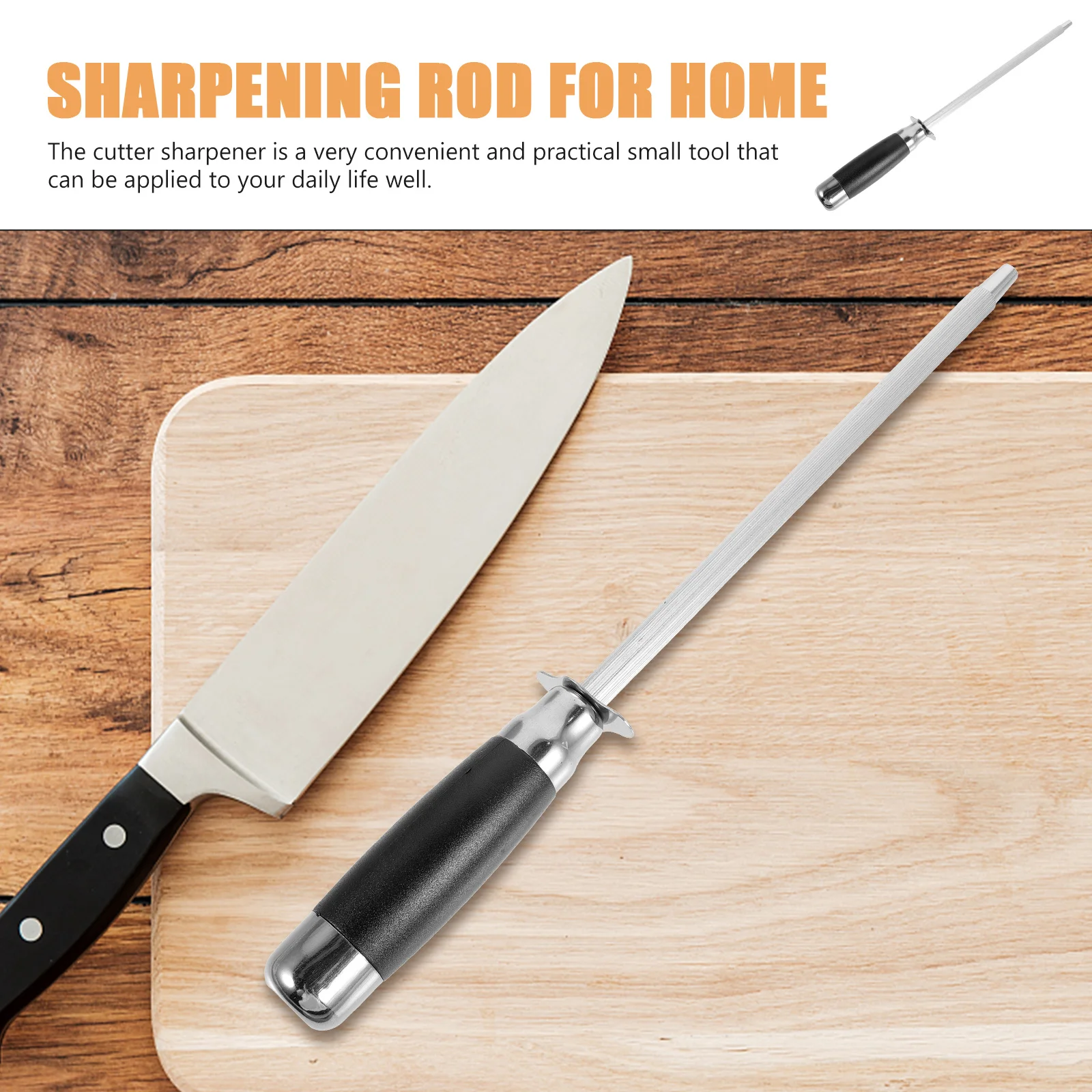 

Stainless Steel Sharpening Rod For Kitchen Cutter Sharpener Smooth Edges Efficient Grinding Surface Knife Tool