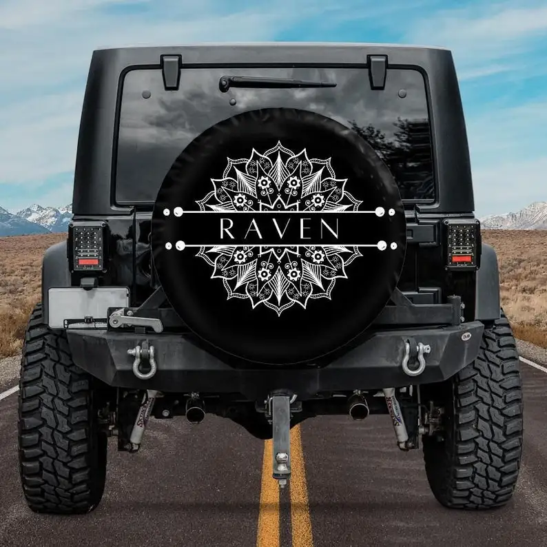 

PESRONALIZED Spare Tire Cover, CUSTOM Spare Tire Cover with the name of your , Mandala spare tire cover Car accessory, Spare whe