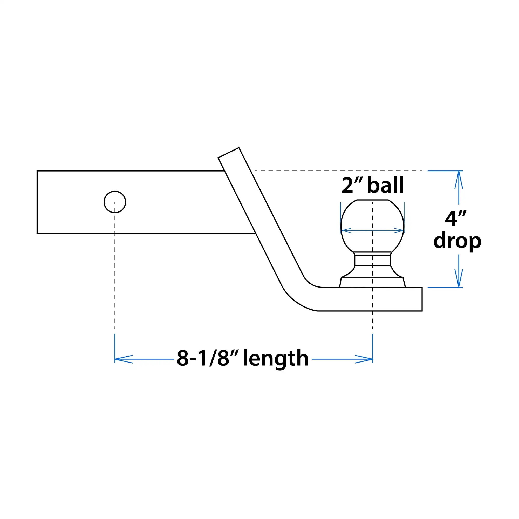 Стартовый комплект сцепного устройства прицепа с 4 дюйма, сталь, со штифтом 5/8 дюйма, класс III, черный, шарик 2 дюйма