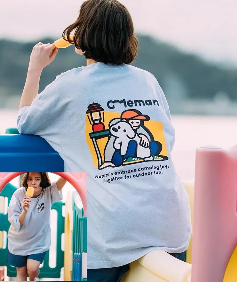 

2025 Summer Hot Sale Cartoon Pattern Printing Fashion Trend Brand Loose and Comfortable Round Neck Pure Cotton Unisex