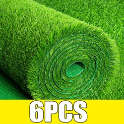 6/1PCS Artificial Green Lawns DIY Grass Mat Landscape Gardening Turf Outdoor Home Floor Aquarium Wedding Decor Carpet Fake Grass