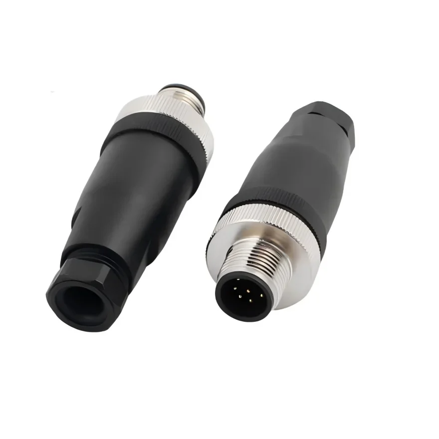 100 PCS M12 4 Pin Female Connector 12mm D Code Industrial Circular Unshielded Straight Type Adapter IP67 Field Assembly for Elec