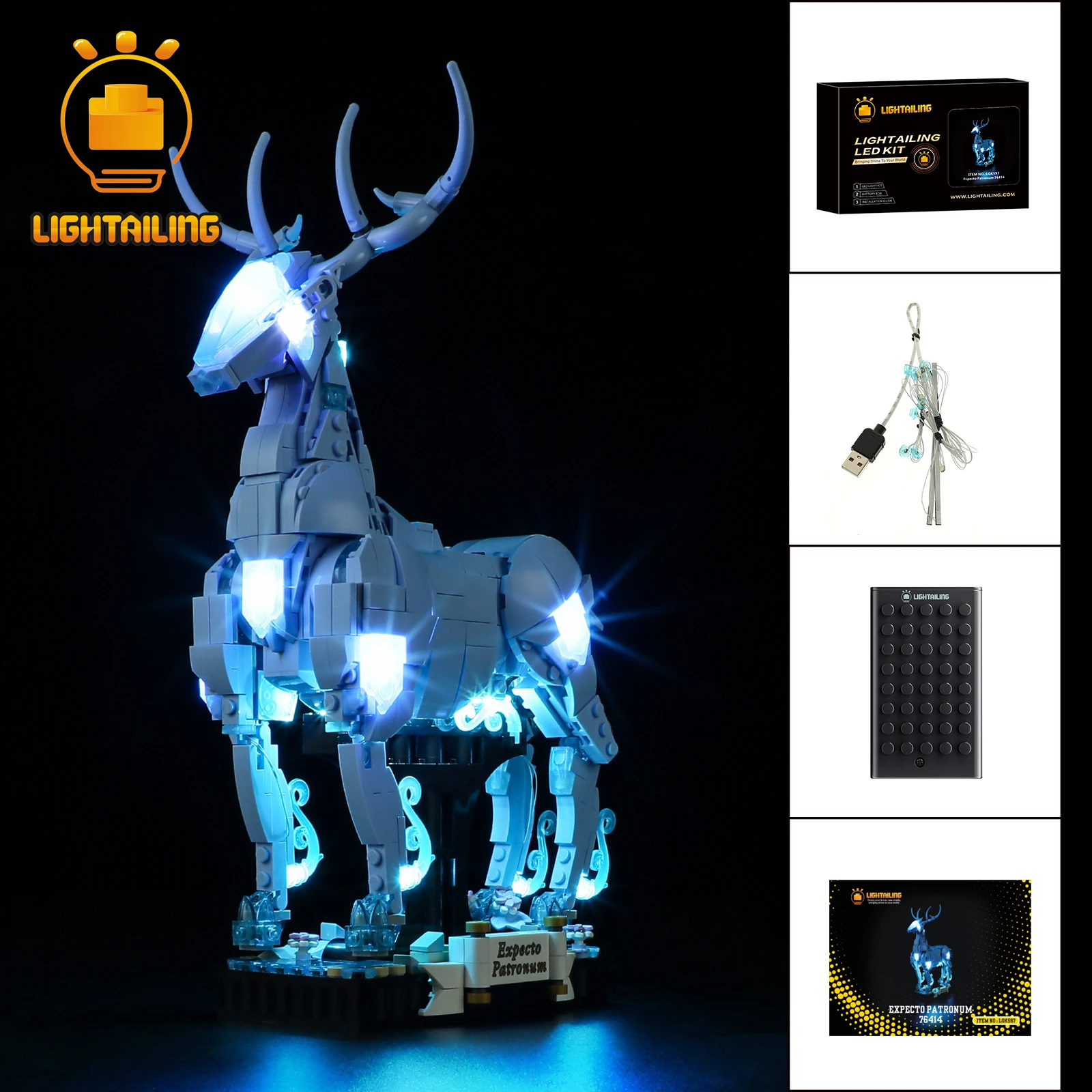 LIGHTAILING LED Light Kit for 76414 Expecto Patronum Building Blocks Set (NOT Include the Model) Toys for Children