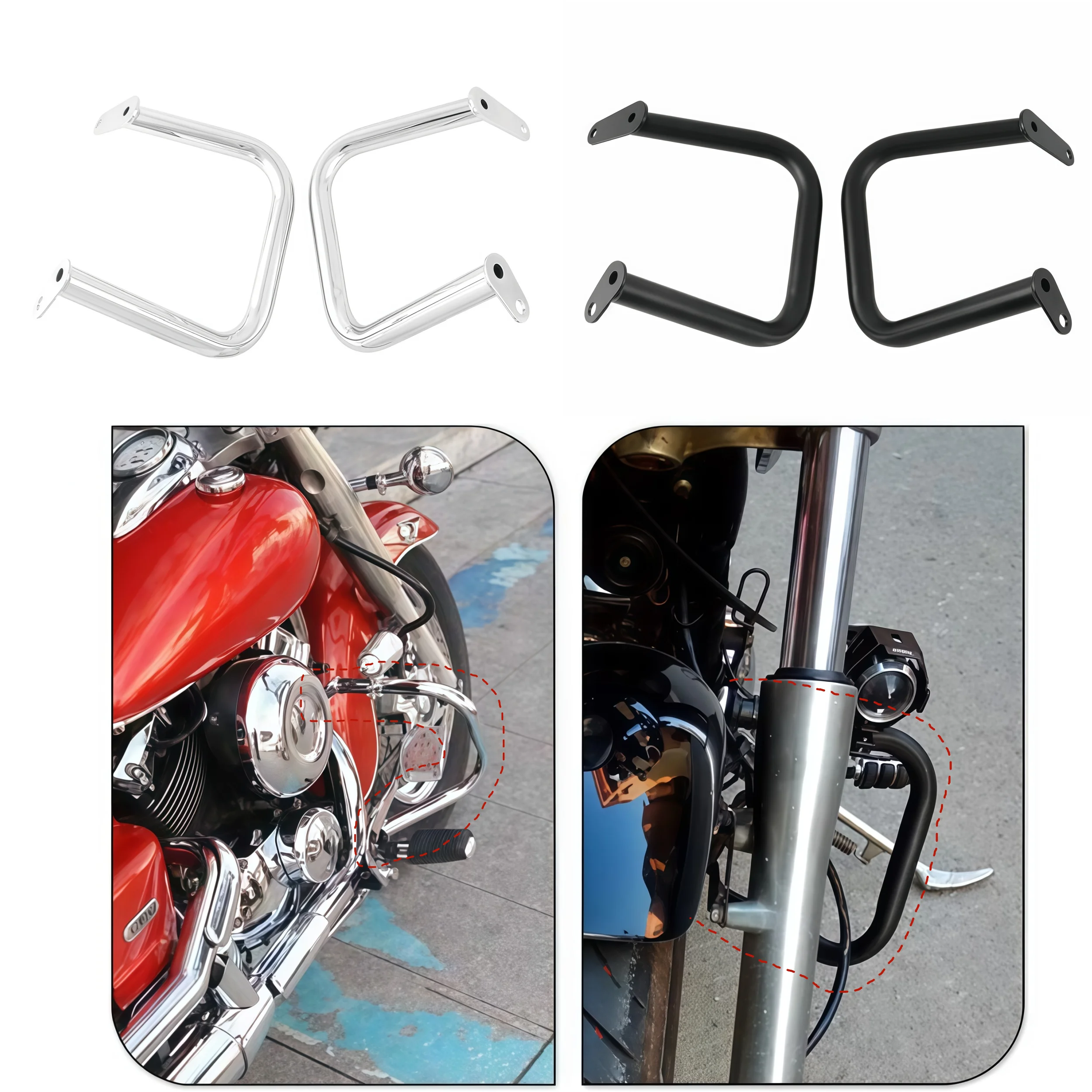 Motorcycle Bumper Frame Crash Bar Engine Guard Side Tank Protector For Yamaha Dragstar DS400 650 V-star XVS 400 650
