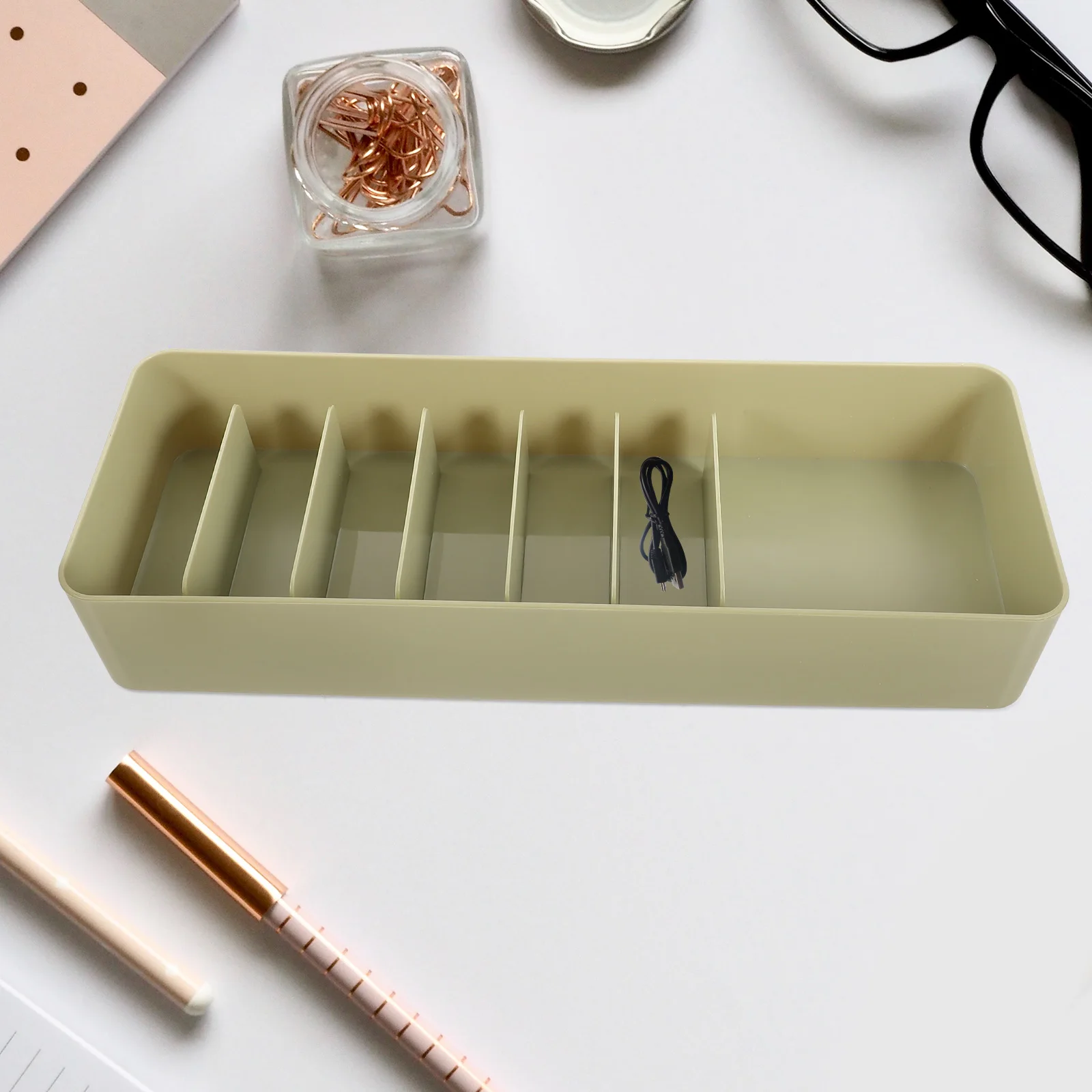 

Data Cable Storage Box Cord Organizer For Headphones Desktop Plastic Cable Management Box Office Home Organizing