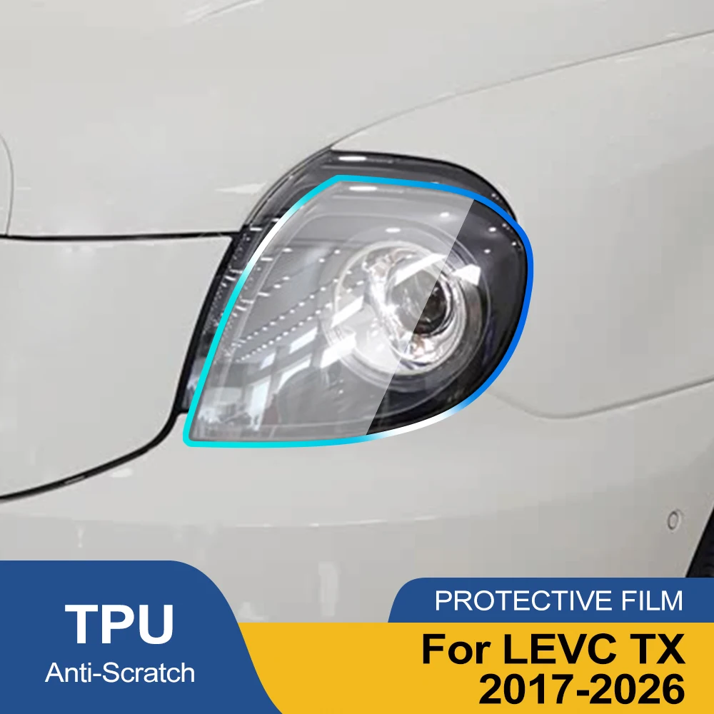 

TPU Car Headlight Protective Film For LEVC TX 2017-2026 Smoke Black Gloss Pre-Cut PPF Anti-Scratch Auto Vinyl Wrap Cover Kit