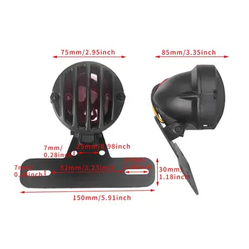 Luz de freno trasera de metal redonda negra para motocicleta Harley Bobber Chopper Custom 8 best sales Luz trasera Harley - №6